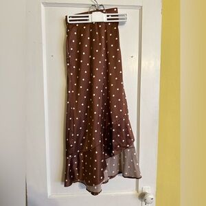 Torrid Brown and Cream Polka Dot Skirt